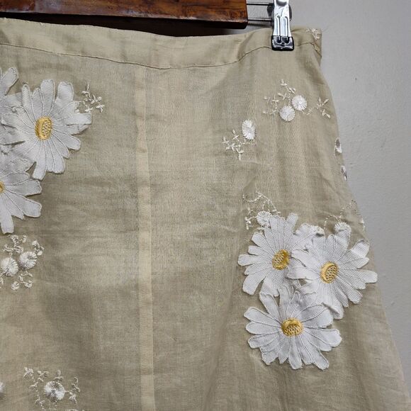 Persaman Petite Mini Skirt Women Size 8P Cream Floral Retro Girly Feminine - Picture 2 of 8